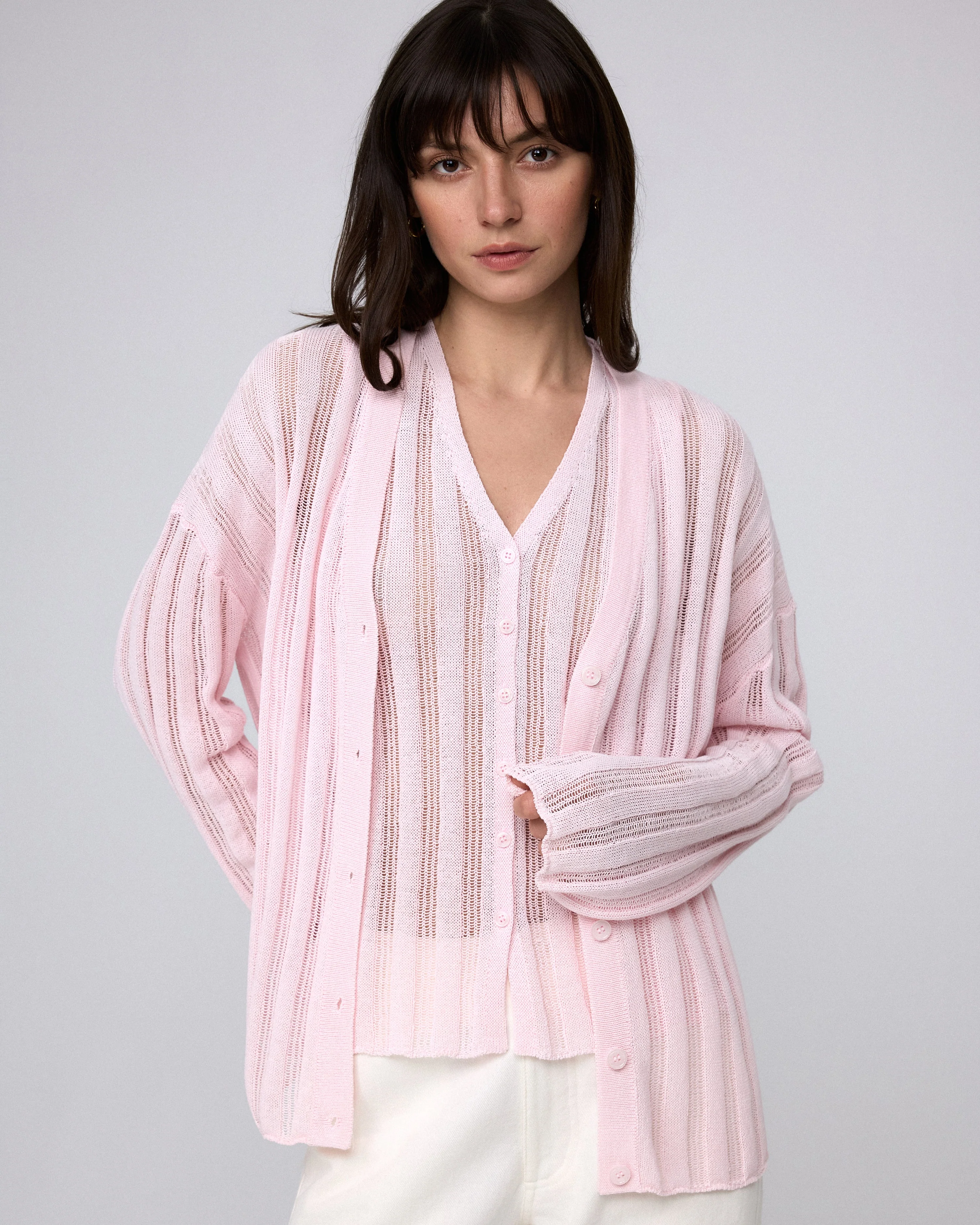 Sumire Open Knit Button Front Tank - Image 5