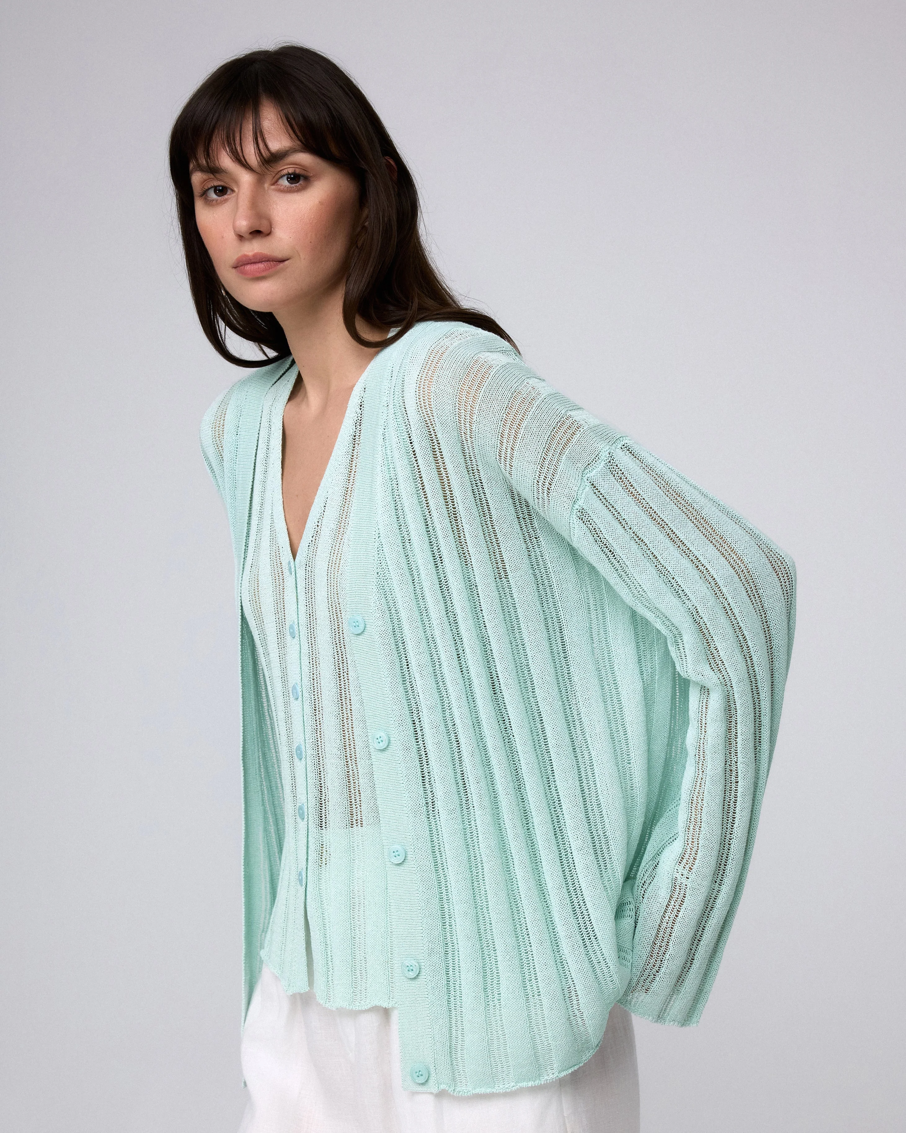 Sumire Open Knit Striped Cardigan - Image 3