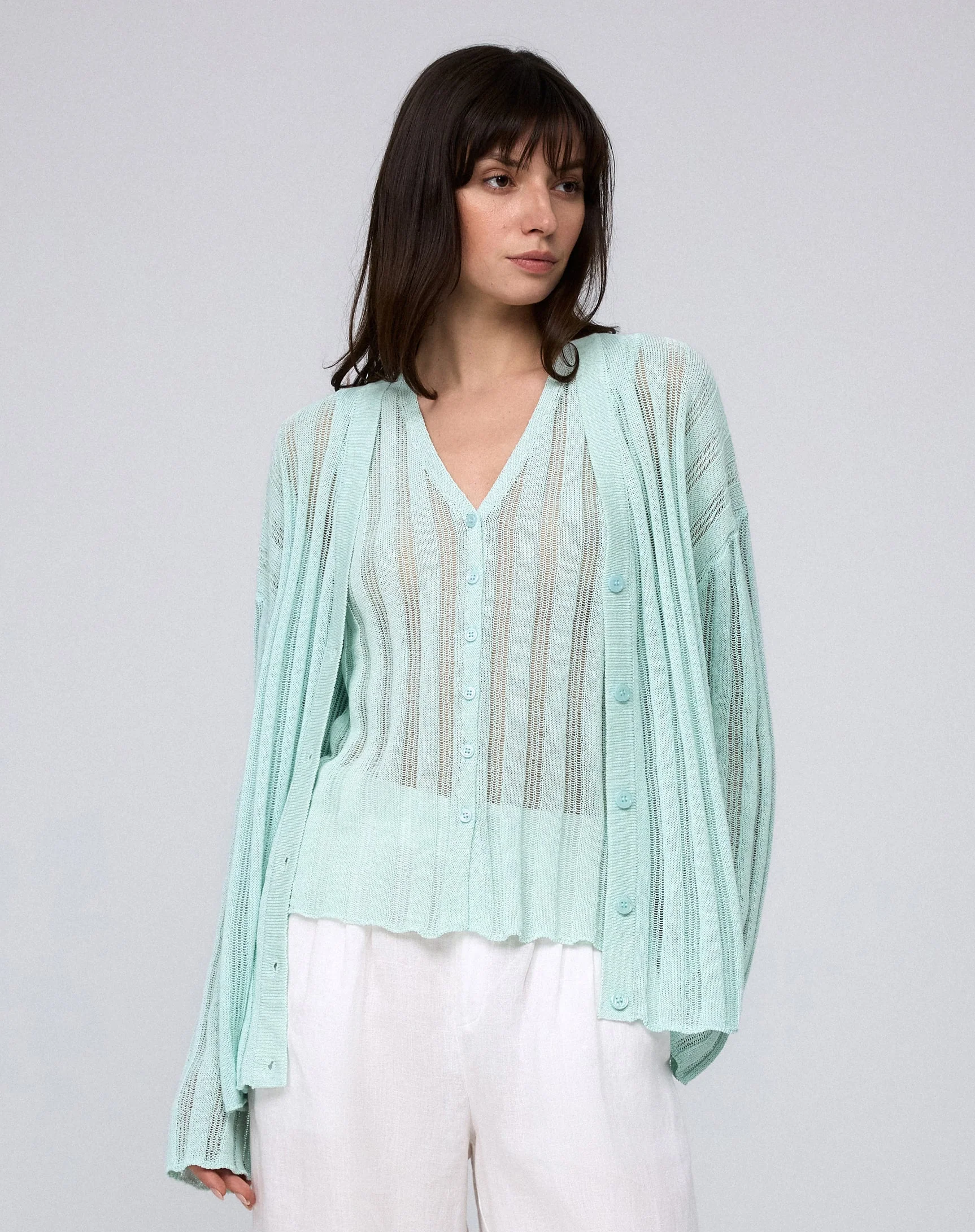 Sumire Open Knit Striped Cardigan - Image 4
