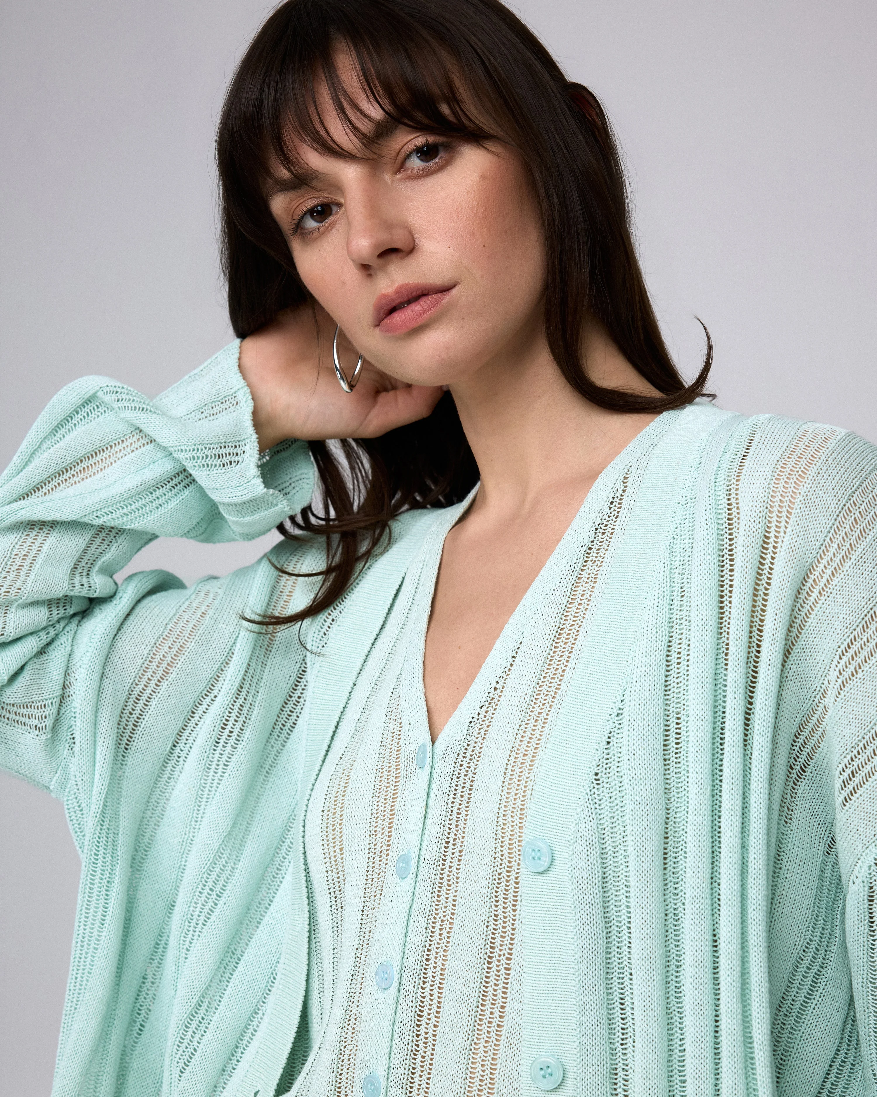 Sumire Open Knit Striped Cardigan - Image 5